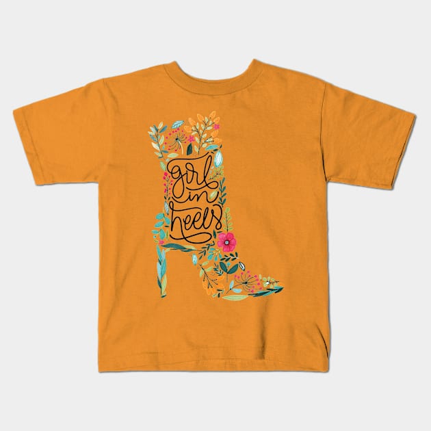 Girl In Heels Kids T-Shirt by Mako Design 